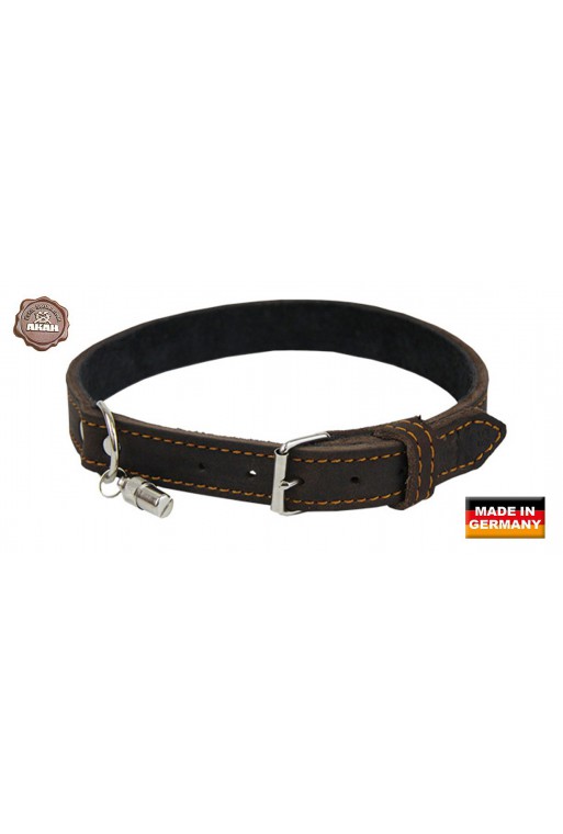 Collier AKAH pour chien en cuir huilé brun foncé